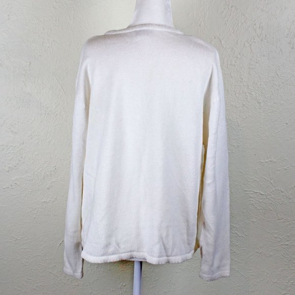 Crystal Kobe vintage 90s white Christmas snowflake sweater cardigan - Picture 5 of 8